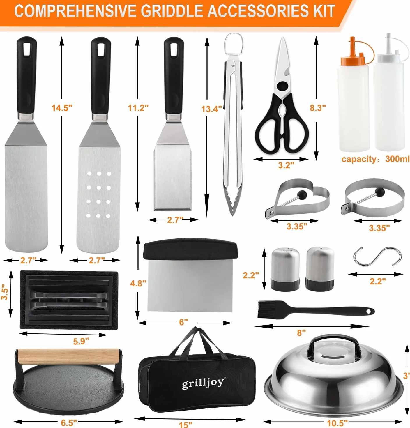 Grilljoy Kit Smash Burger Accessoires Plancha 28PCS Ustensiles Barbecue Extérieur Camping