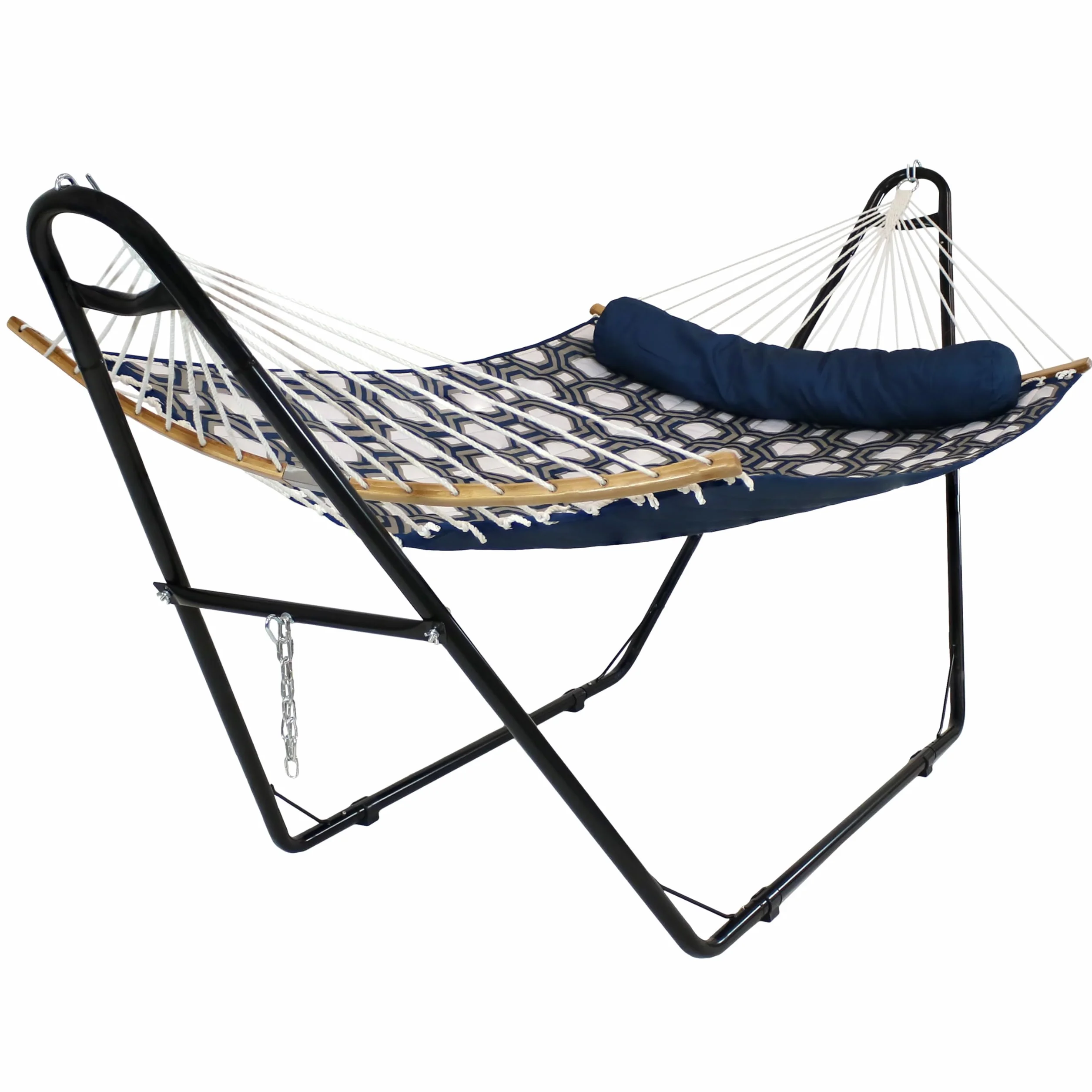 Sunnydaze Support Hamac Universel en Acier Robuste - Capacité 249,5 kg pour Hamacs 274,3-426,7 cm - Noir