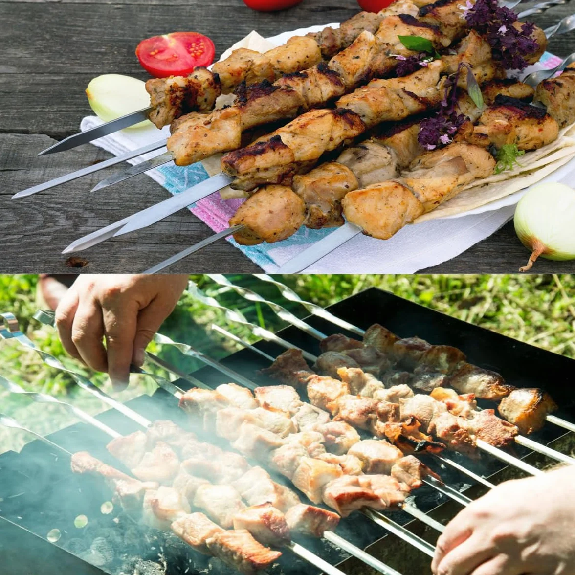 Brochettes de Barbecue en Métal 30cm Inox Plat Réutilisables 24 Pièces