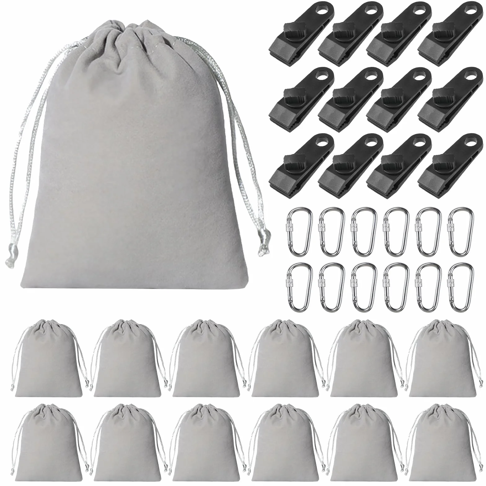 Sac De Poids Portable pour Rideaux 12 Pièces avec Mousquetons et Clips 20x25 cm