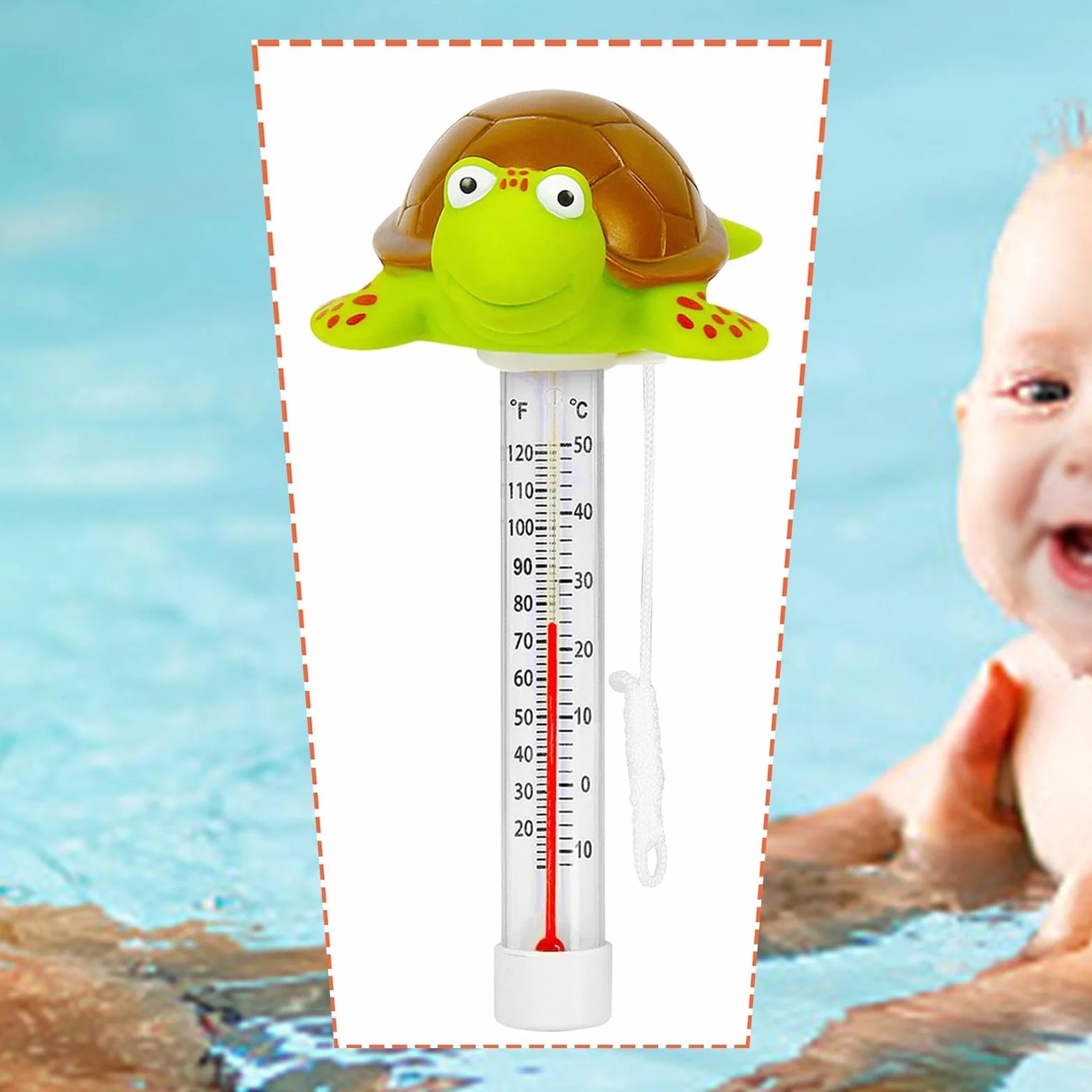 Sharplace Thermomètre flottant piscine indicateur température eau affichage analogique motif animal tortue