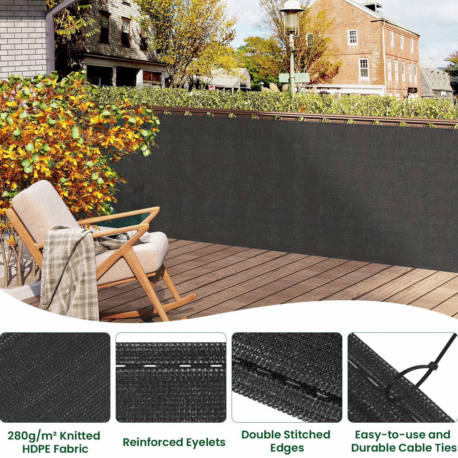 WOLTU Brise Vue Jardin Extérieure HDPE 280g/m² 1,5x10 m Anthracite Protection Soleil Vent UV