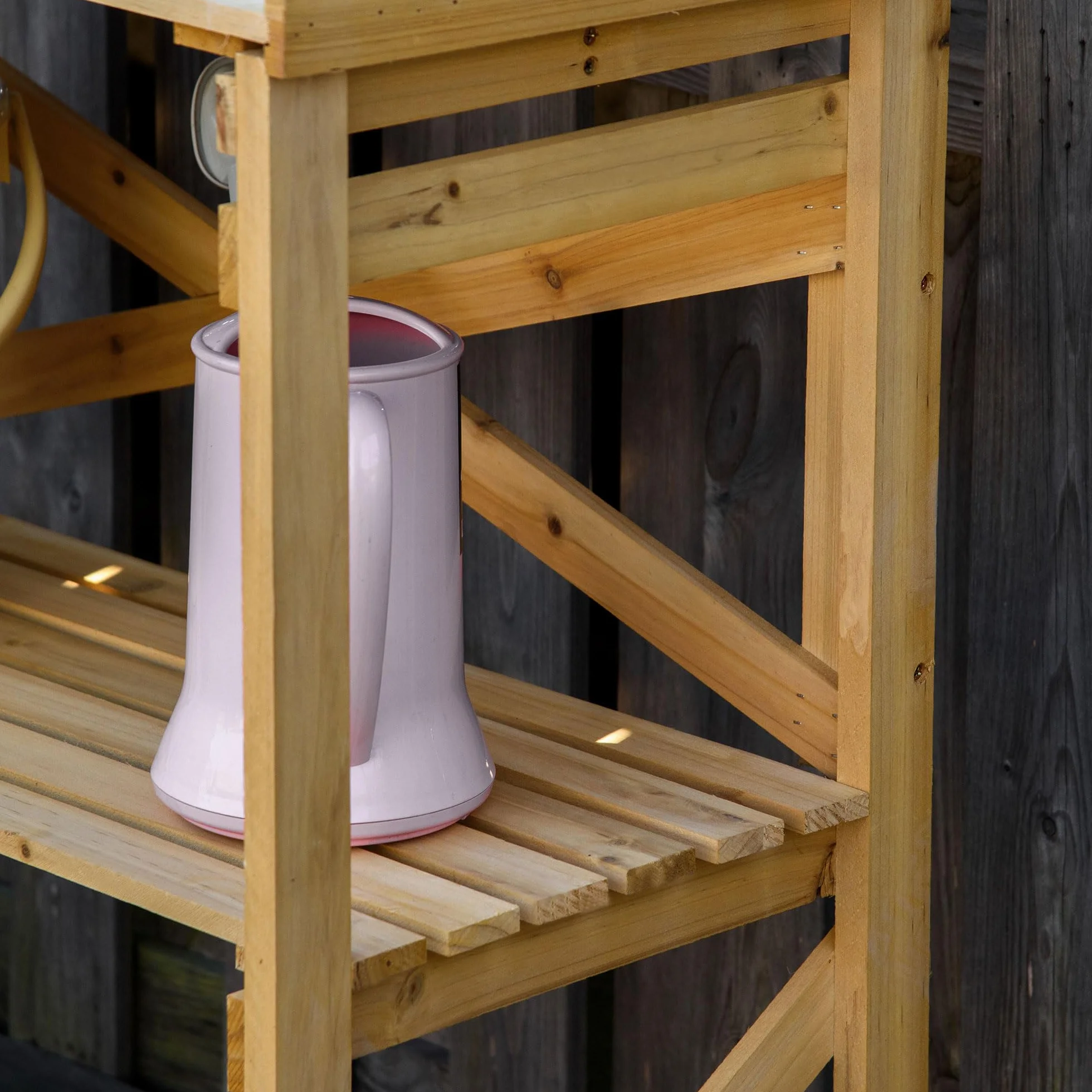 Outsunny Table de rempotage Plateau avec rebords Bois Sapin pré-huilé