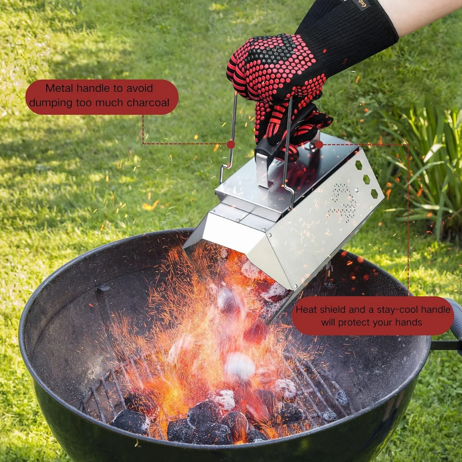 onlyfire Démarreur de Cheminée en Acier Inoxydable, Démarreur Rapide au Charbon pour Grillades