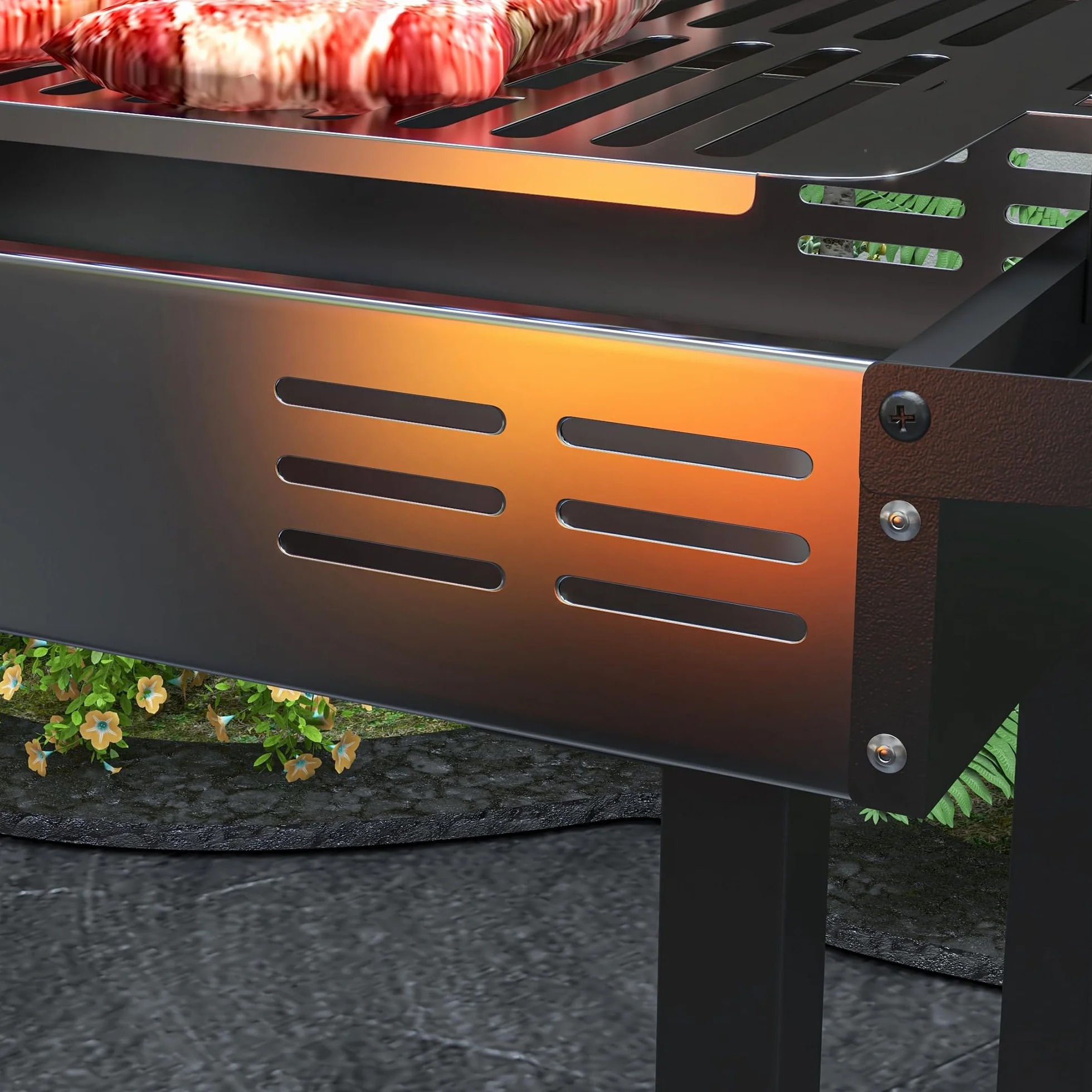 Outsunny Barbecue Charbon de Bois BBQ Grille 3 Niveaux Étagères Latérales Pliables Acier Inoxydable Pare-Vent Amovible 118x32x90 cm Noir