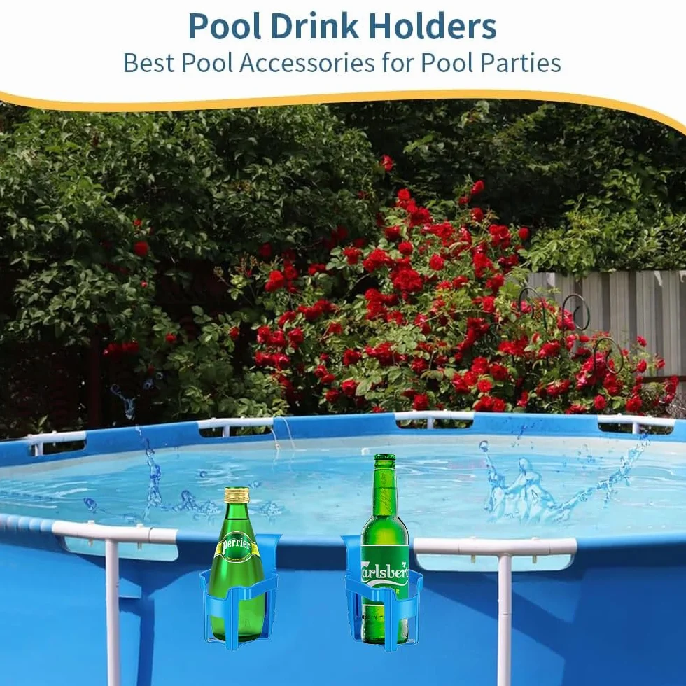 Porte Gobelet Piscine 2 Pièces Détachable Accessoire Hors Sol pour Boissons Fêtes D'été