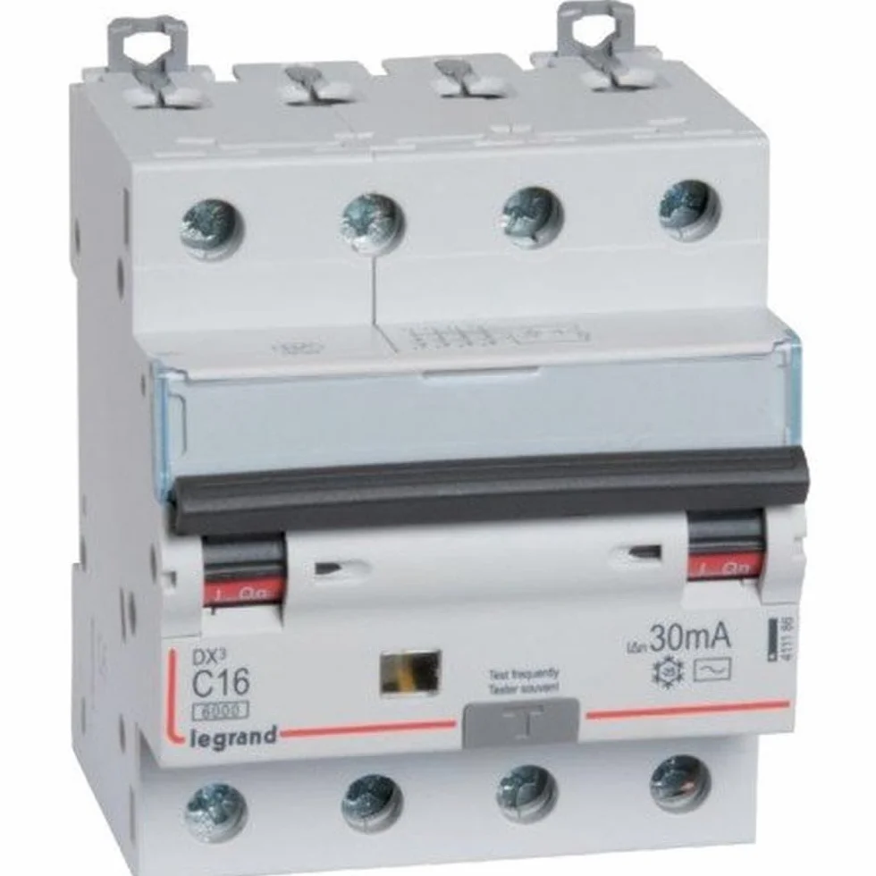 411189 Legrand Disjoncteur différentiel tétrapolaire 32A 30mA type AC - DX³6000 10kA 4P