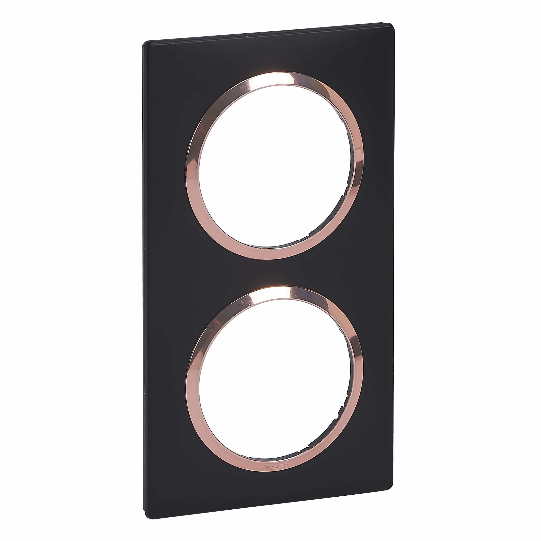 LEGRAND - Plaque Carrée Dooxie 2 Postes Finition Noir Bague Cuivre