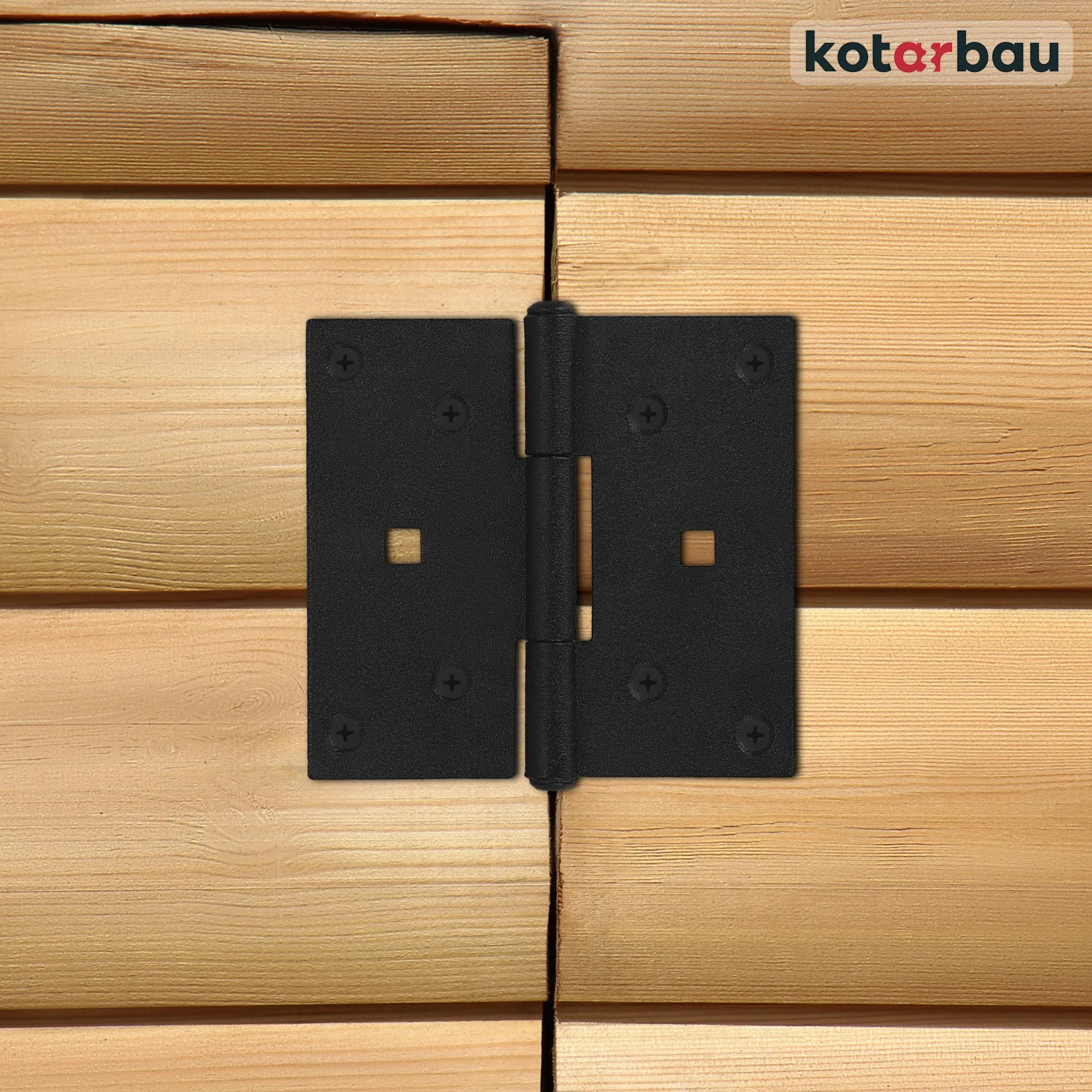 KOTARBAU® 2 x Charnière INOX à congé Chantier 90x95mm en Acier Noir Peint par pulvérisation| Charniere Porte Lourde |Charniere INOX |Charnières de Portes |Charniere Plate |Charnieres |Charnière Porte