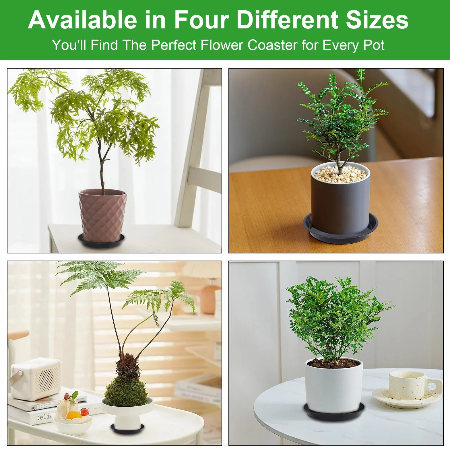 Lot de 16 Soucoupes Pot de Fleur Plastique Rond avec 18 Étiquettes pour Plantes Intérieur Extérieur