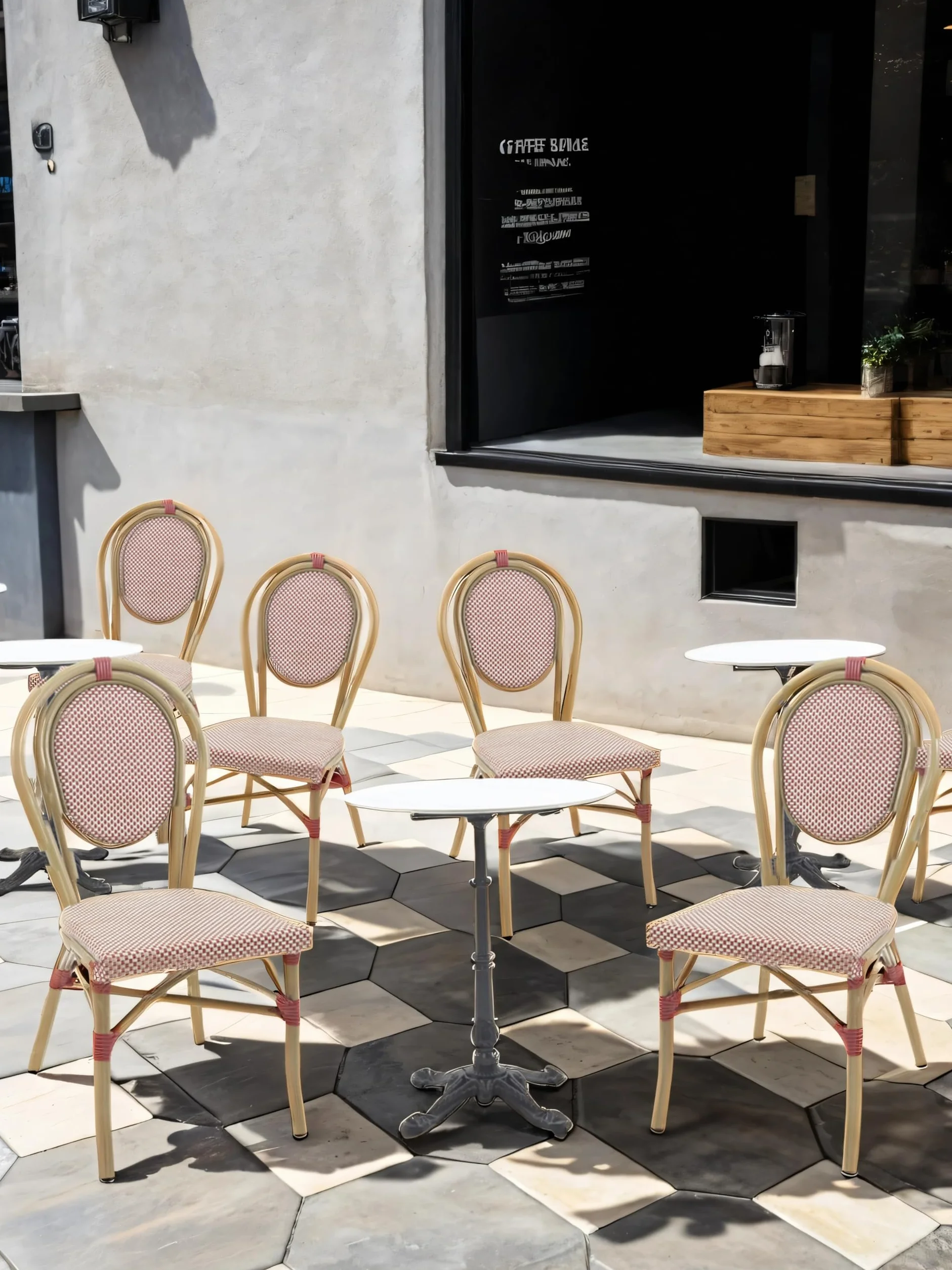METRO Professional Table de bistro bar acier pierre frittée 60 x 75 cm ronde Blanc noir