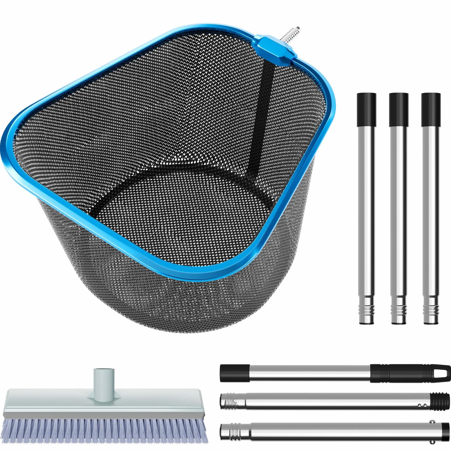 Épuisette de Nettoyage de Piscine 180 cm Mailles Fines Tige Aluminium 1,5 m 25 cm Profondeur