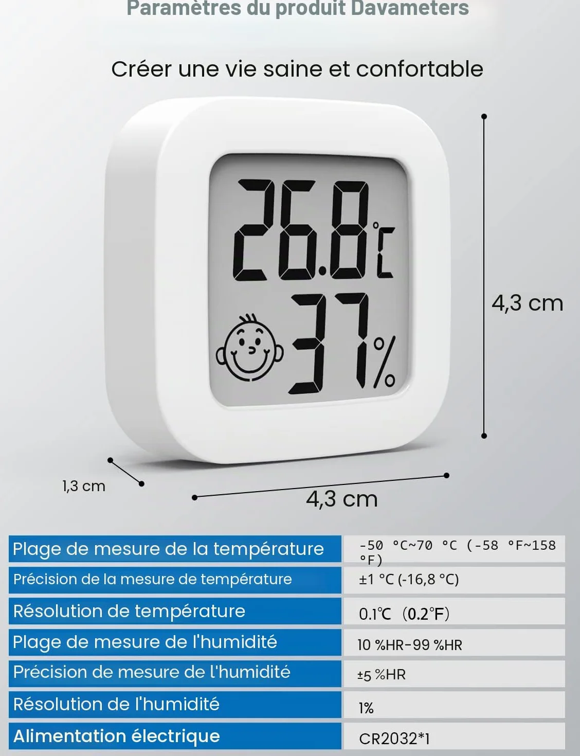 Thermomètre Hygromètre Intérieur Digital Haute Précision Moniteur Température Humidité