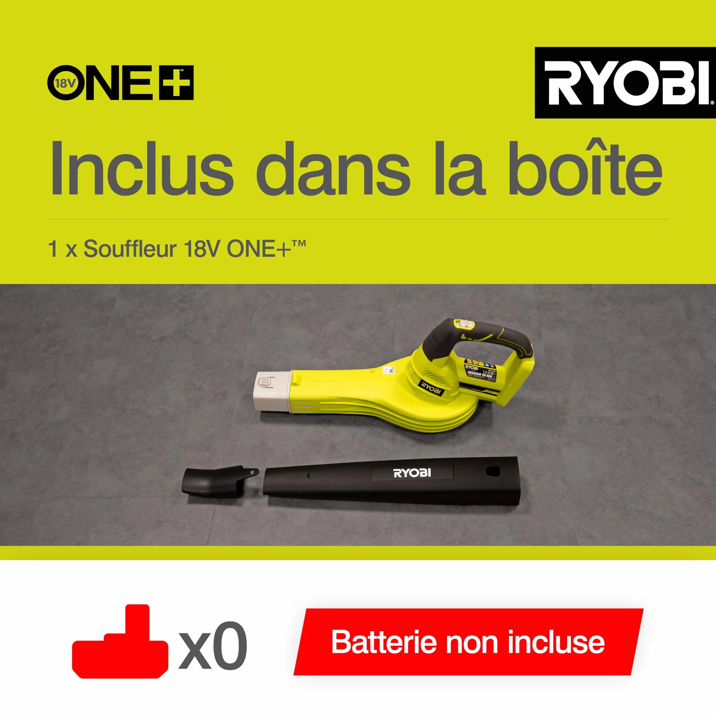 RYOBI Souffleur sans Fil 18V One+ OBL1820S 245km/h Léger Compact