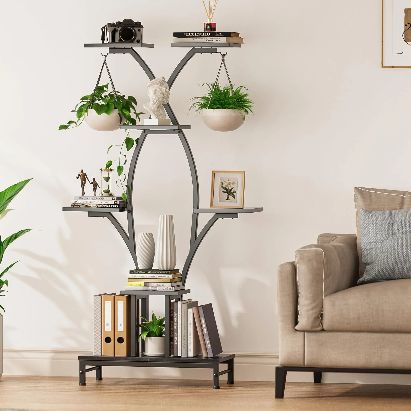 Mutool Support pour plantes d'intérieur avec lampes de culture, étagère 163 cm, support d'angle peu encombrant