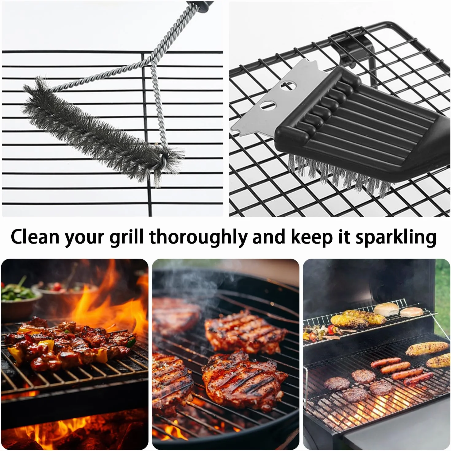 Brosse de Nettoyage pour Barbecue 2 en 1 - Brosse BBQ en Acier Inoxydable + Brosse Multifonctionnelle