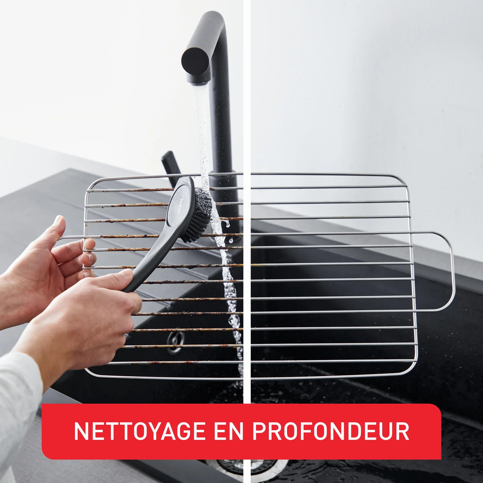 Tefal Brosse de Nettoyage pour Gril – Poils Anti-Rayures, Compatible Revêtements Antiadhésifs, Manche Long, Lave-Vaisselle