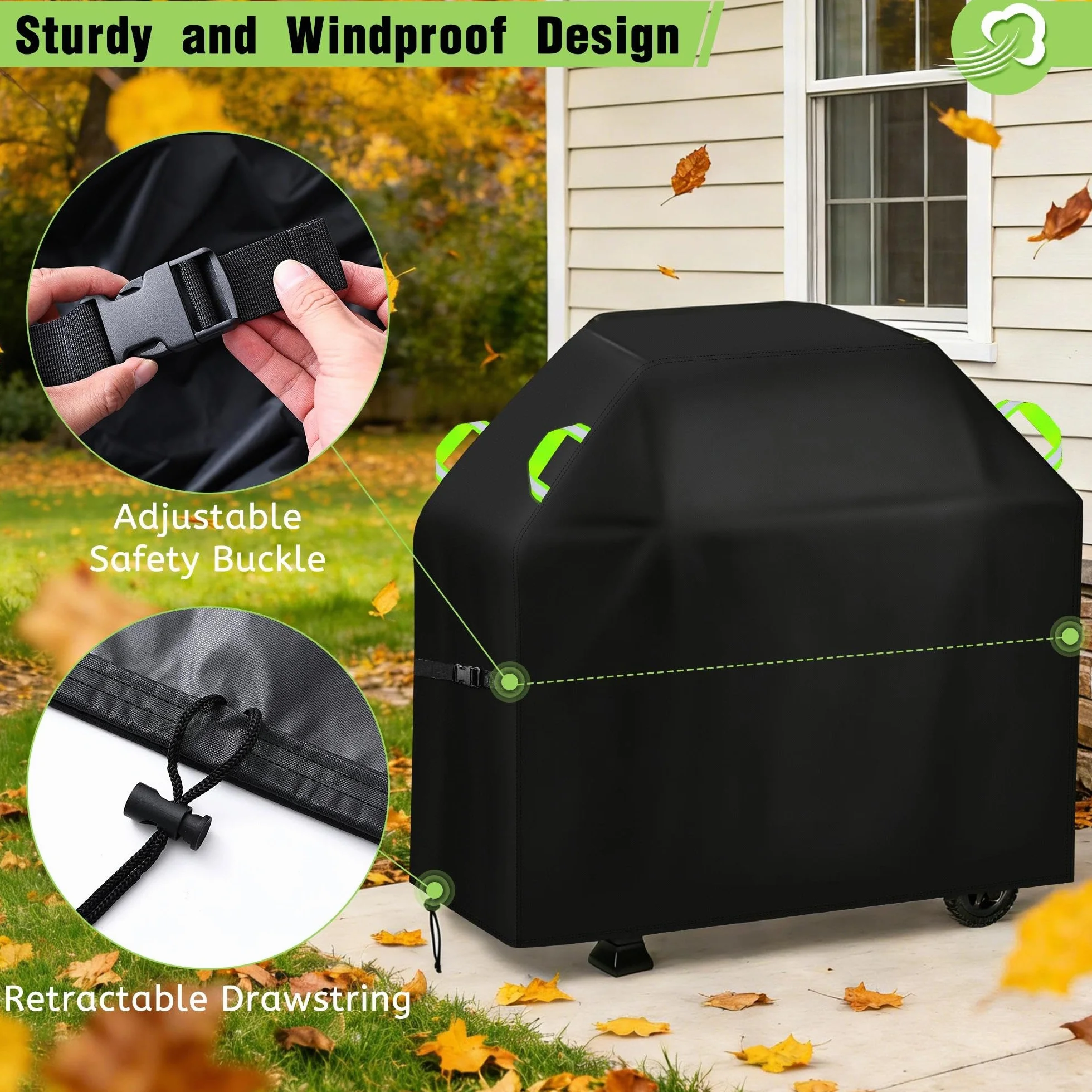 Housse Barbecue Exterieur 420D Oxford Imperméable 90x70x110 cm Protection Gaz BBQ Anti-Vent UV Poussière