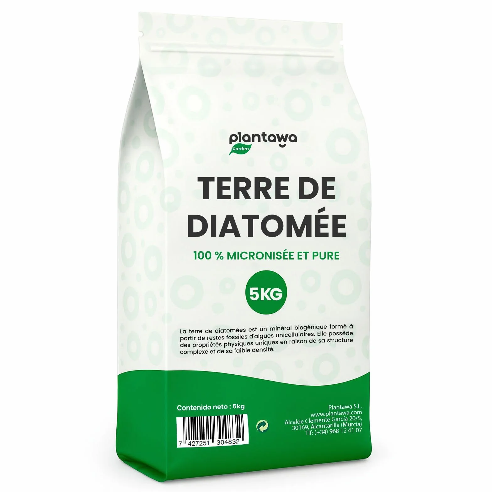 Terre de Diatomée 5Kg 100% Naturelle Non Calcinée Poudre Ultrafine Blanche Pure