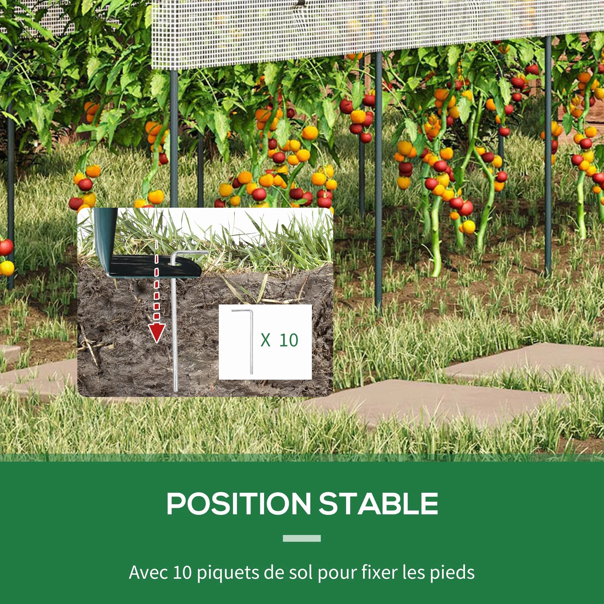 Outsunny Serre de Jardin Acier 400x120x170 cm Transparent pour Légumes