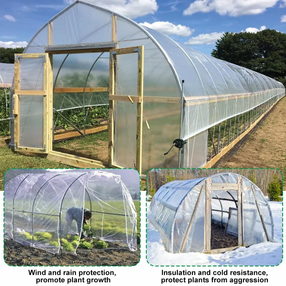 Bâche de Rechange pour Serre de Jardin 2x10M Transparente Polyéthylène Résistance aux UV
