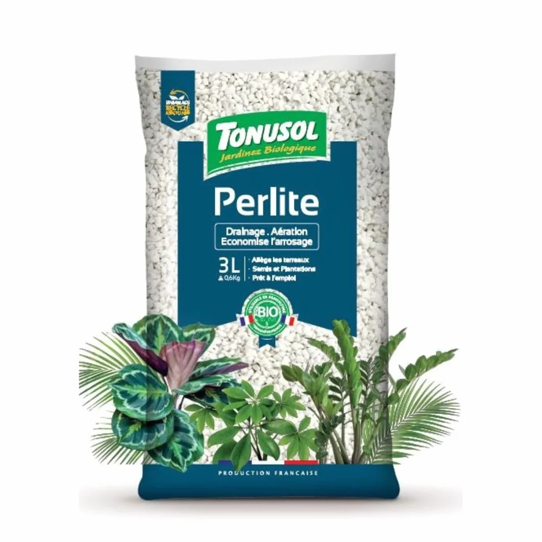Perlite pour Plante 3L TONUSOL – Minéral Naturel, Drainage et Aération des Substrats, Régule l'eau et Air, Allège Terreaux, Fabriqué en France