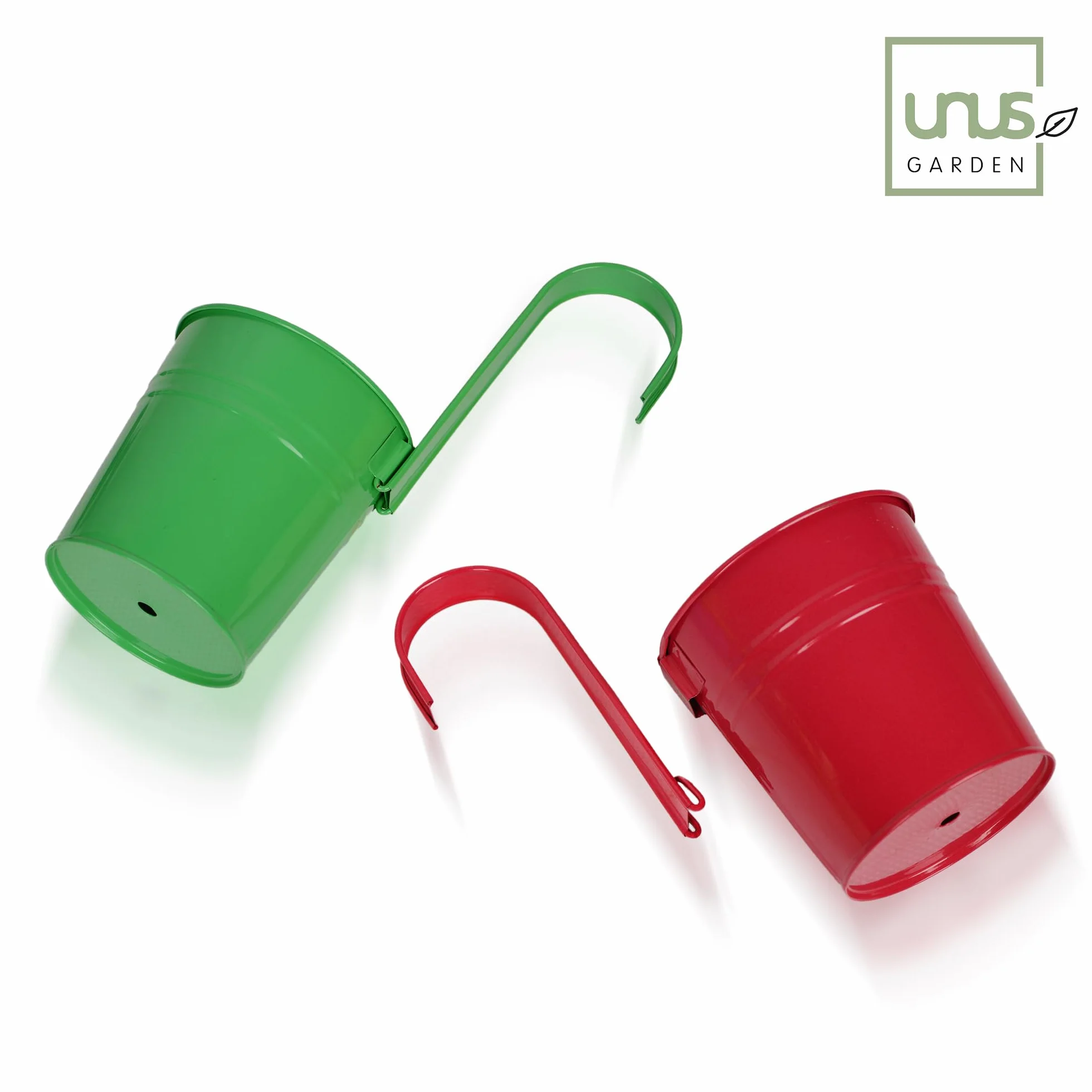 UNUS Lot de 10 pots de fleurs suspendus métal ⌀10 cm avec poignée amovible