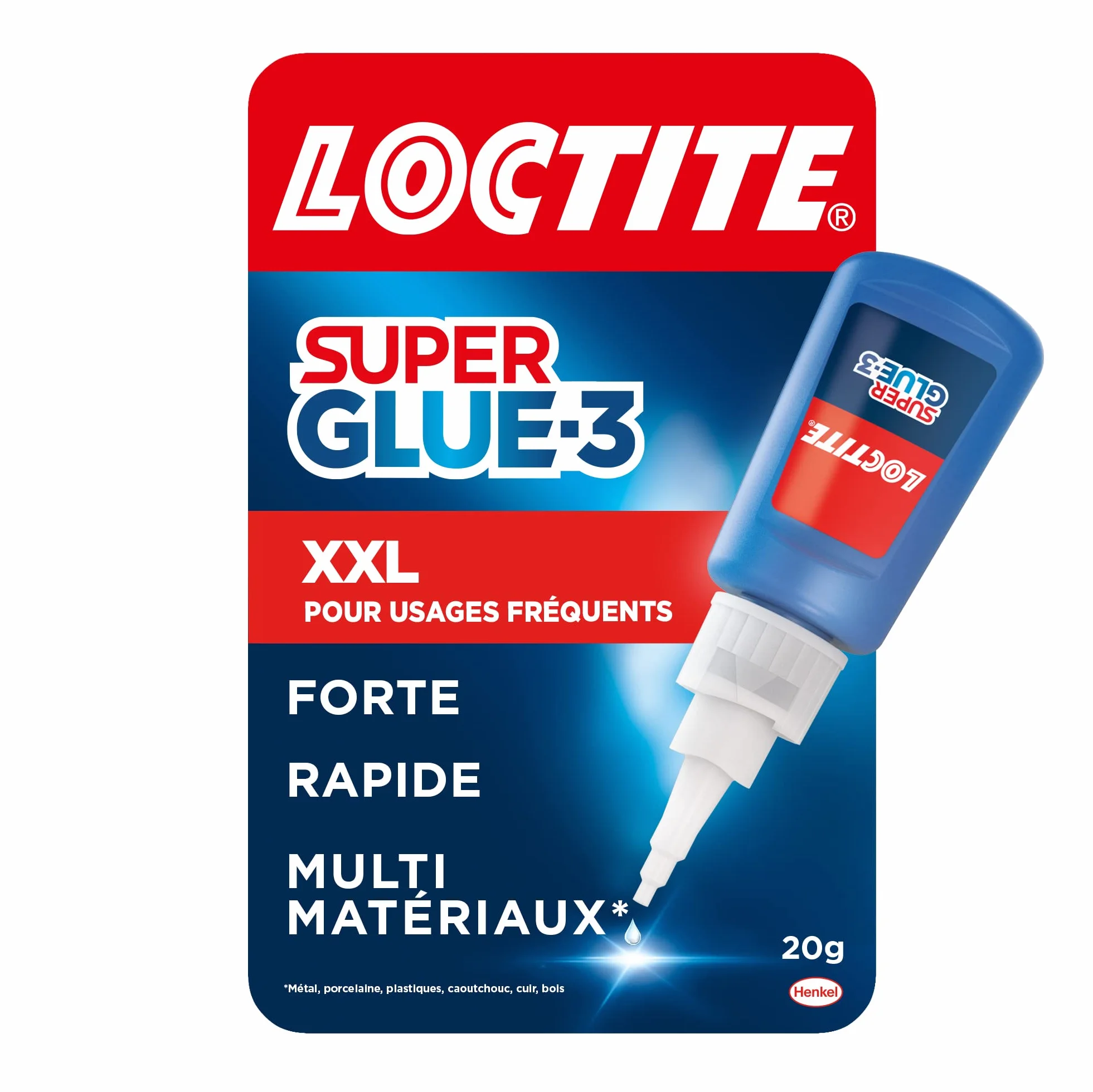 Loctite - Super Glue-3 XXL (1 flacon de 20 g) – Colle forte grand format pour usages fréquents – Colle liquide à séchage immédiat – Solution adhésive transparente multi-matériaux