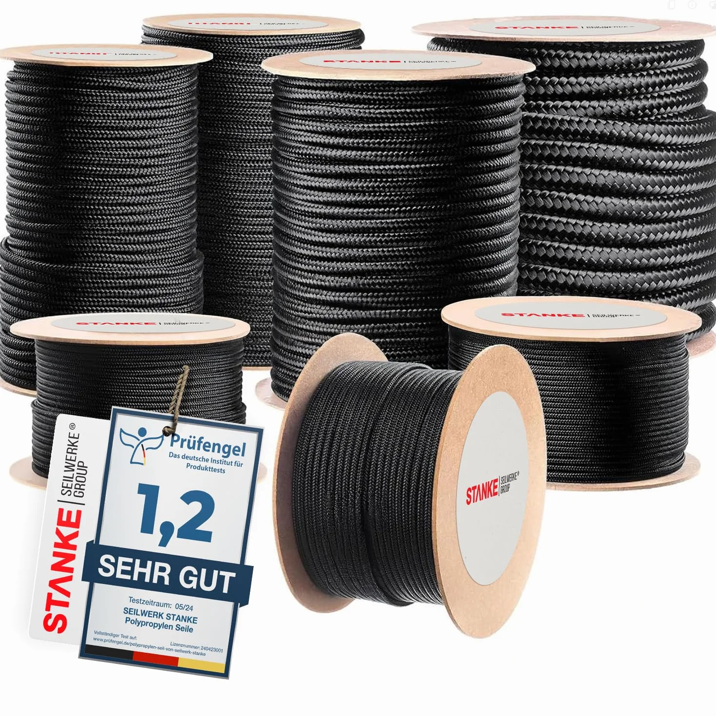 Seilwerk STANKE Corde polypropylène Noir 4mm 10m - Ficelle Jardin pour Attacher Les tomates - Corde extérieur de Camping - Cordelette résistante aux UV
