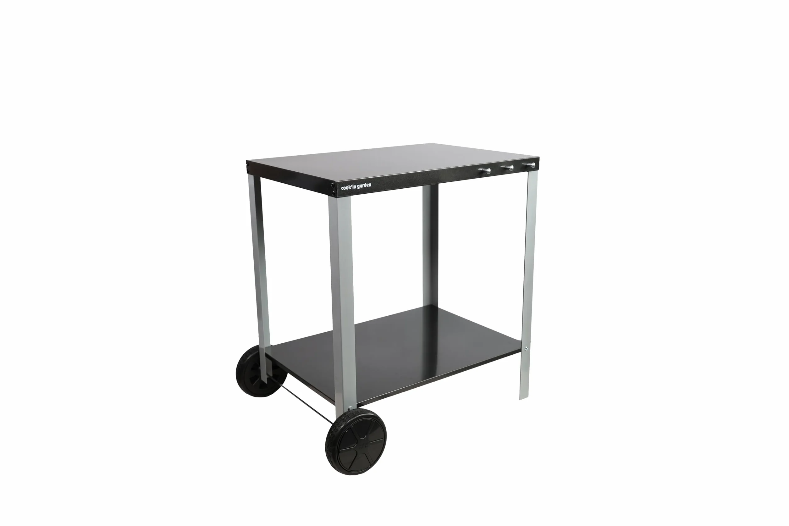Cook’in Garden Desserte Media 70 Chariot Plan de Travail Mobile Roues Renforcées Meuble Extérieur Jardin Terrasse Noir/Gris