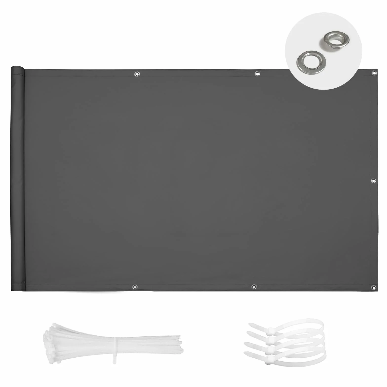 Brise Vue Balcon 100x300cm Imperméable Protection UV Opaque Résistant Vent avec Serre Câbles Anthracite