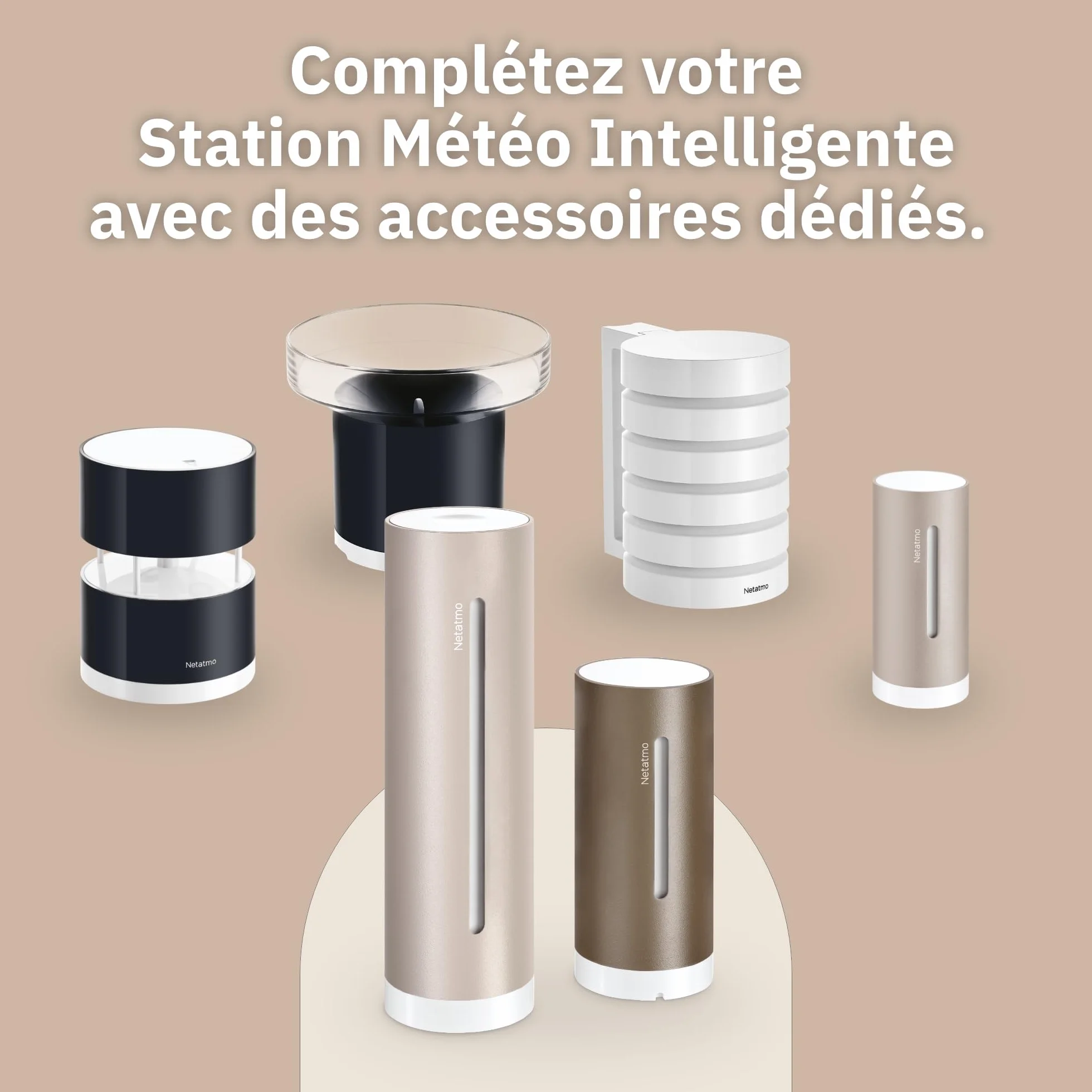 Netatmo Station Météo 2e génération Intérieur Extérieur Température Humidité Qualité de l'air UV Pollens Prévisions Compatible Apple Alexa Google Sable NWS-S-EC