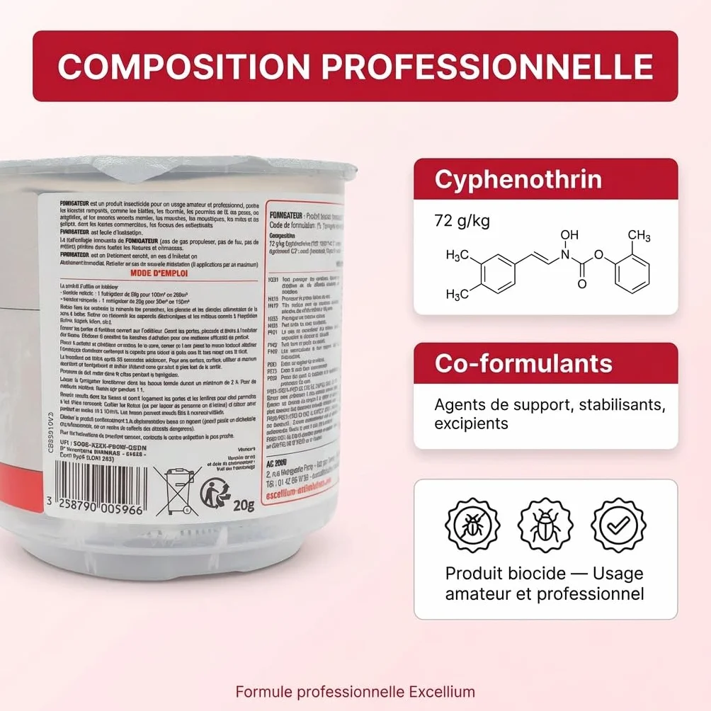 EXCELLIUM PROFESSIONNEL Fumigateur Insecticide Hydro-Réactif 10g 25-50m²