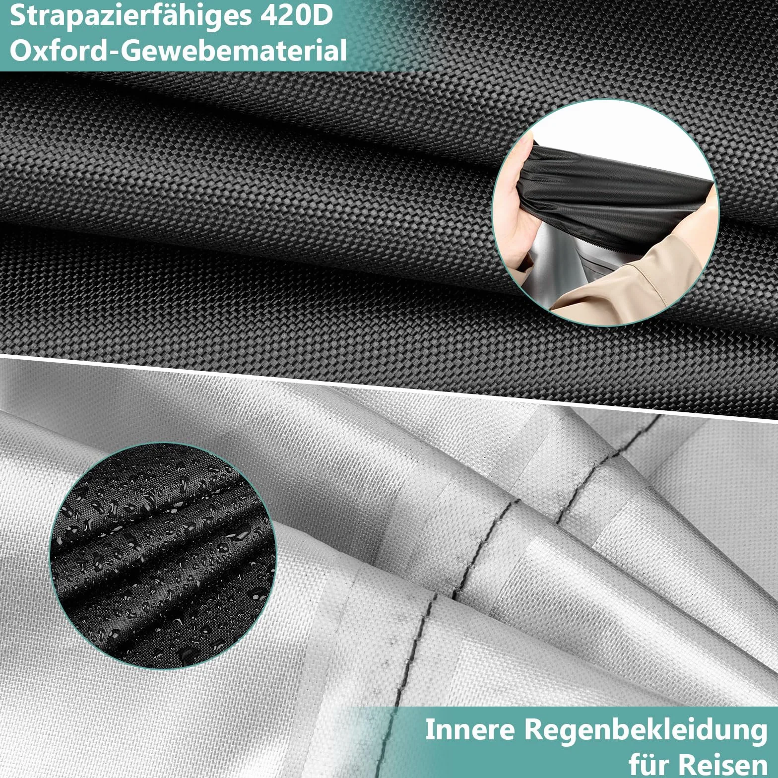 Sac de rangement de jardin imperméable 420D pour coussins 120 x 30 x 80 cm Noir
