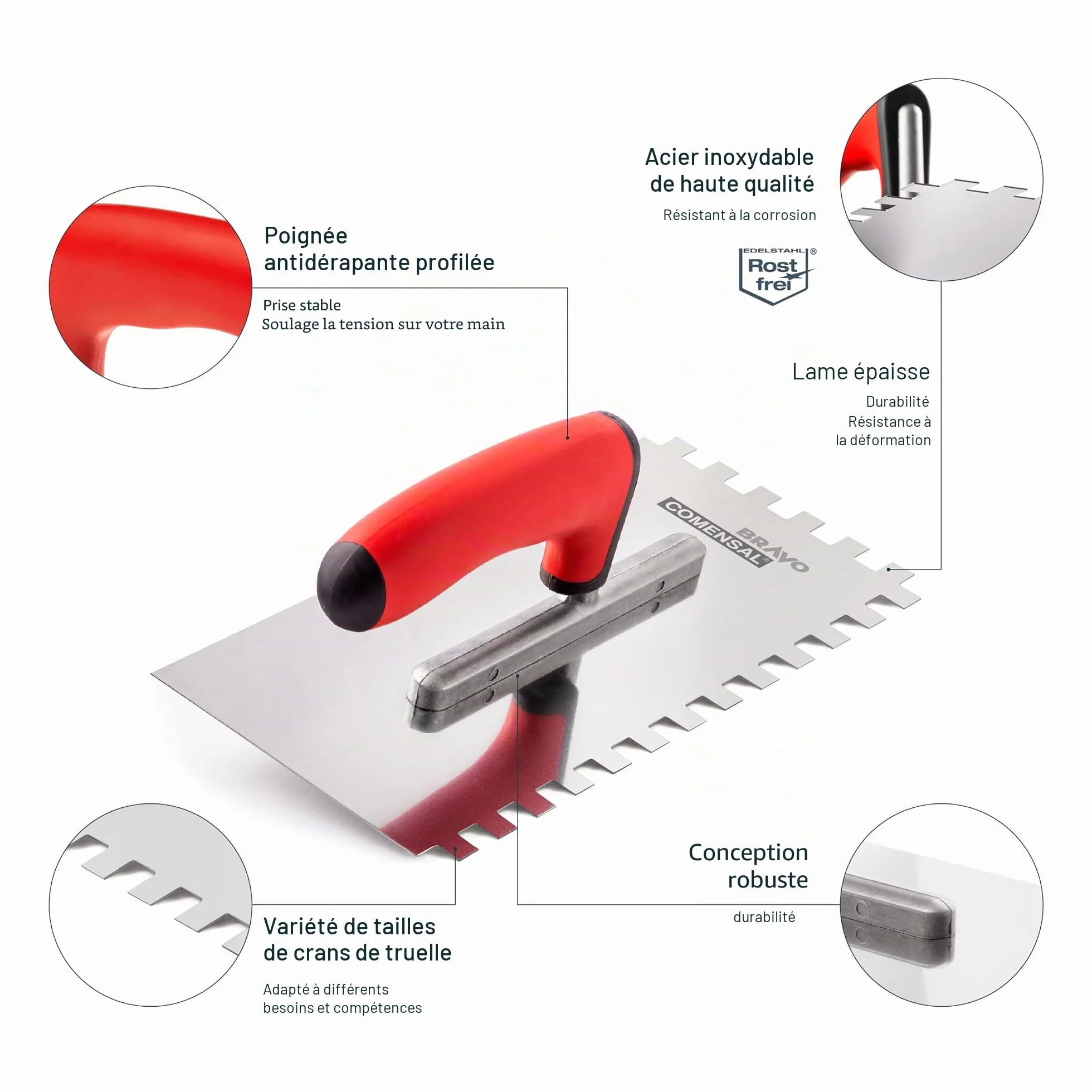 COMENSAL® Kit Joint Carrelage - 15 Pièces - XL - 24L - Kit d'outils de Pose de Carrelage - Eponge Hydro - Taloche en Caoutchouc - Rouleau Perforé - Made in EU
