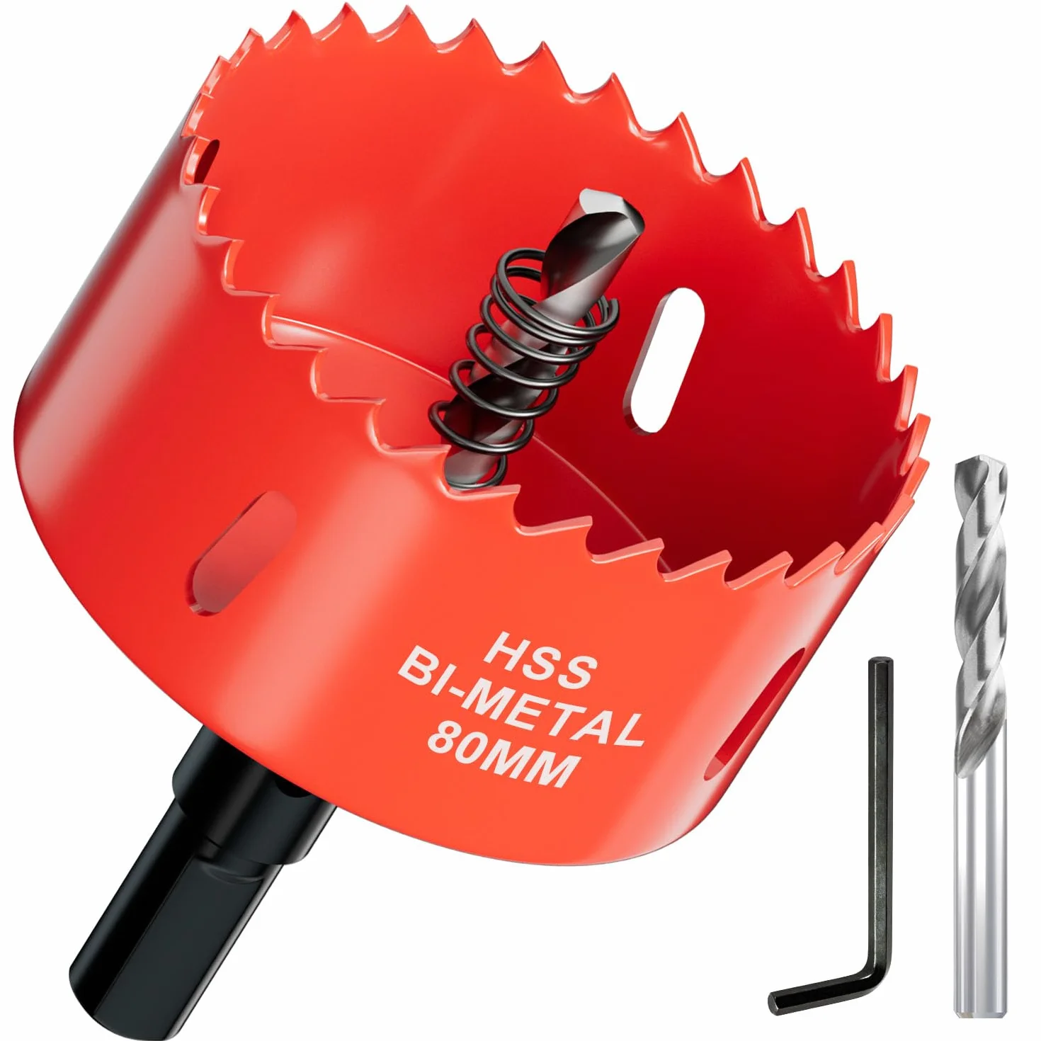 Scie cloche Bi-Métal 80 mm - Profondeur de coupe jusqu’à 30 mm - Idéale pour bois, plastique, cloisons sèches, placo, contreplaqué et métaux - Avec Adaptateur et Foret de centrage