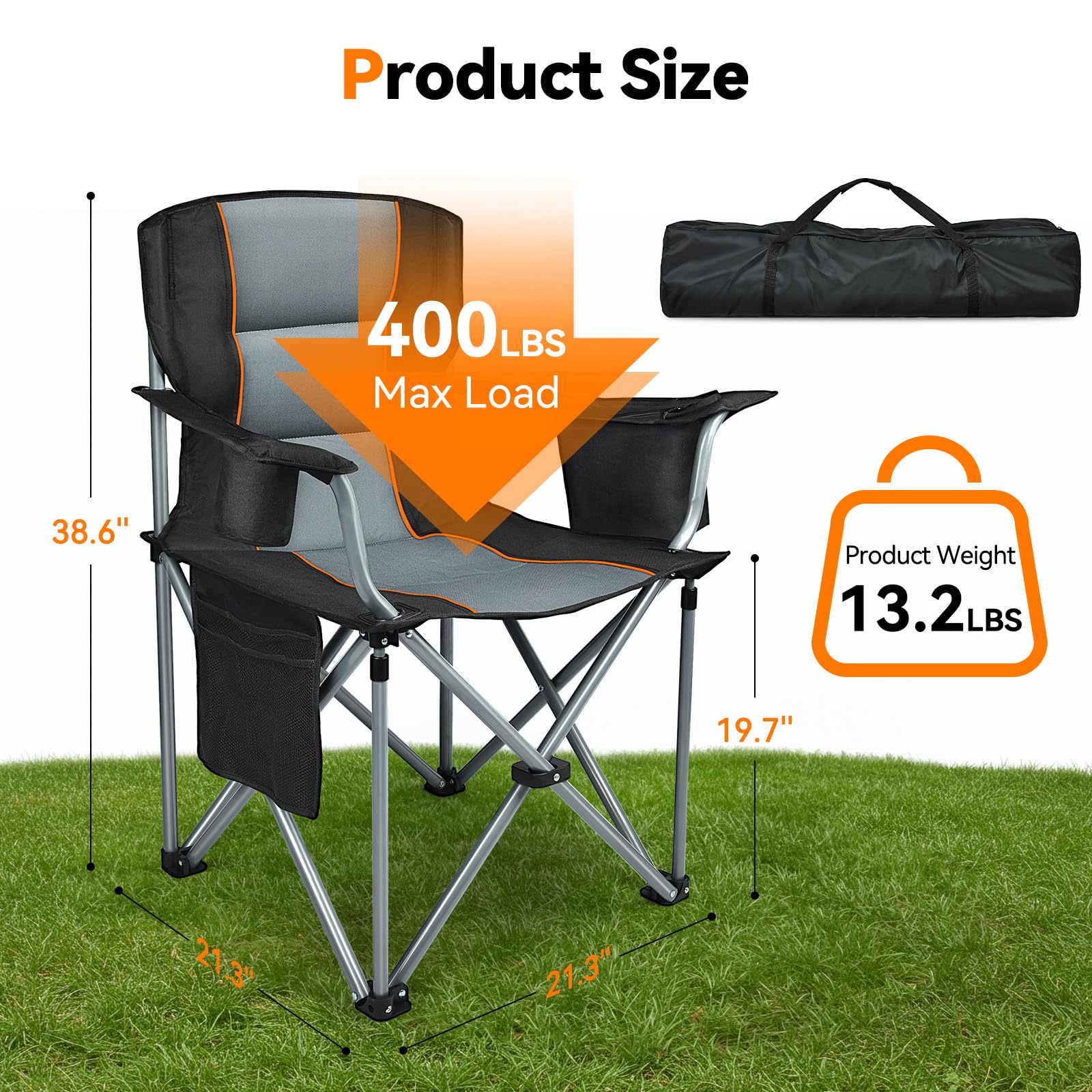 Deluxe Padded Folding Outdoor Chair with Cooler