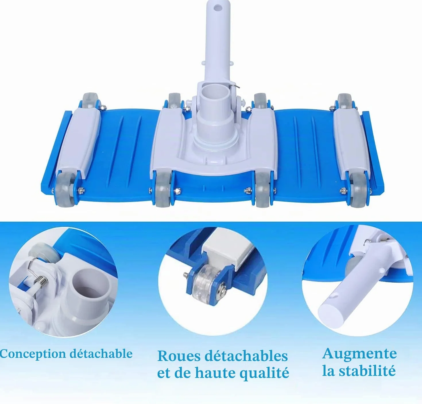 Poweka Tête de Brosse pour Aspirateur de Piscine 14" avec Roues, Flexible Pondérée