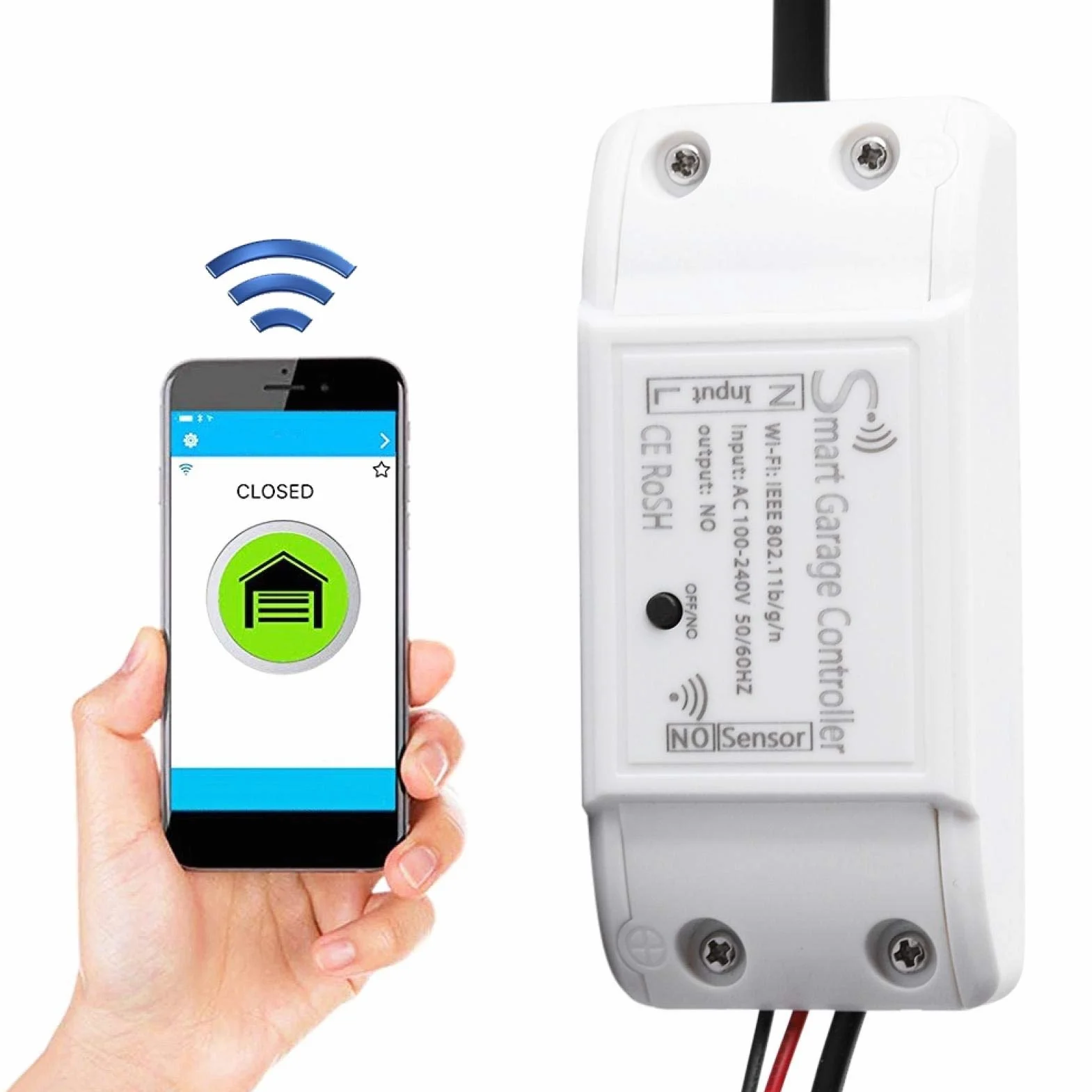Contrôleur de Porte de Garage Intelligente WiFi Télécommande Compatible Ouvre-porte de Darage APP Prise en Charge du Dispositif de Contrôle pour (eu)