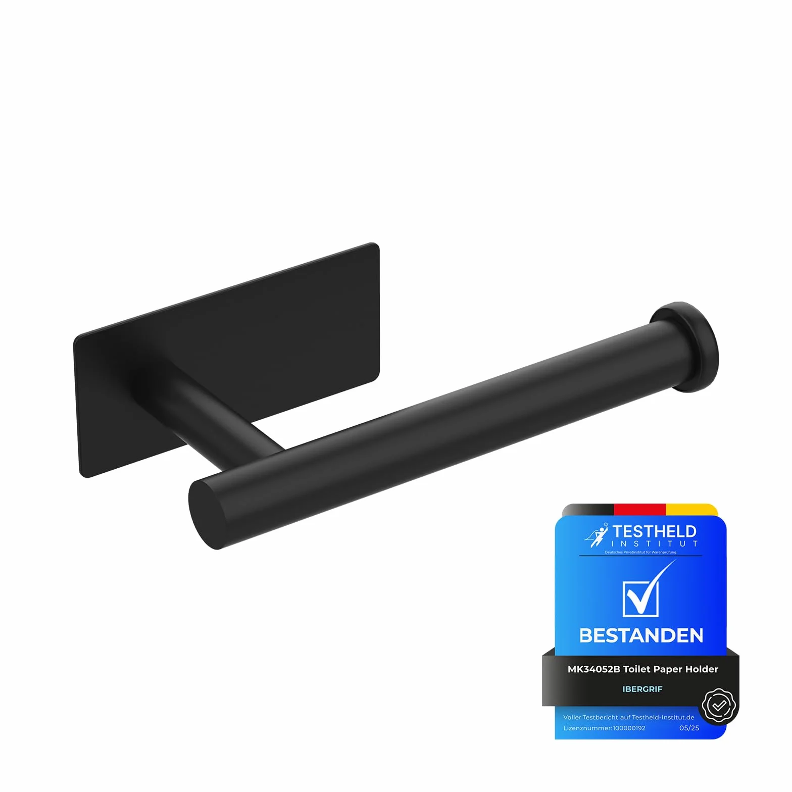 Ibergrif MK34052B, Porte Papier Toilette, Support Papier Toilette Mural, 304 Acier Inoxydable Porte Rouleau Toilette, sans perçage Porte-Papier hygiénique Autocollant, Noir