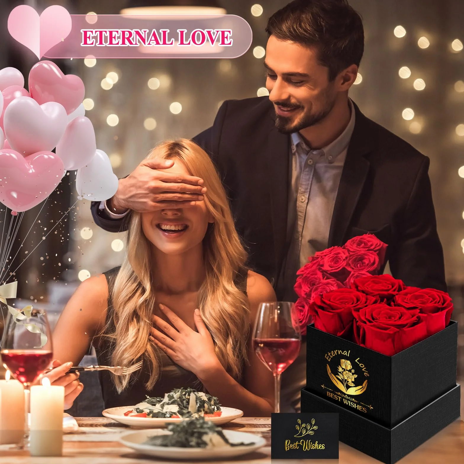 Rose Éternelle dans une Boîte Cadeau Personnalisé pour Femme Maman Anniversaire Saint Valentin