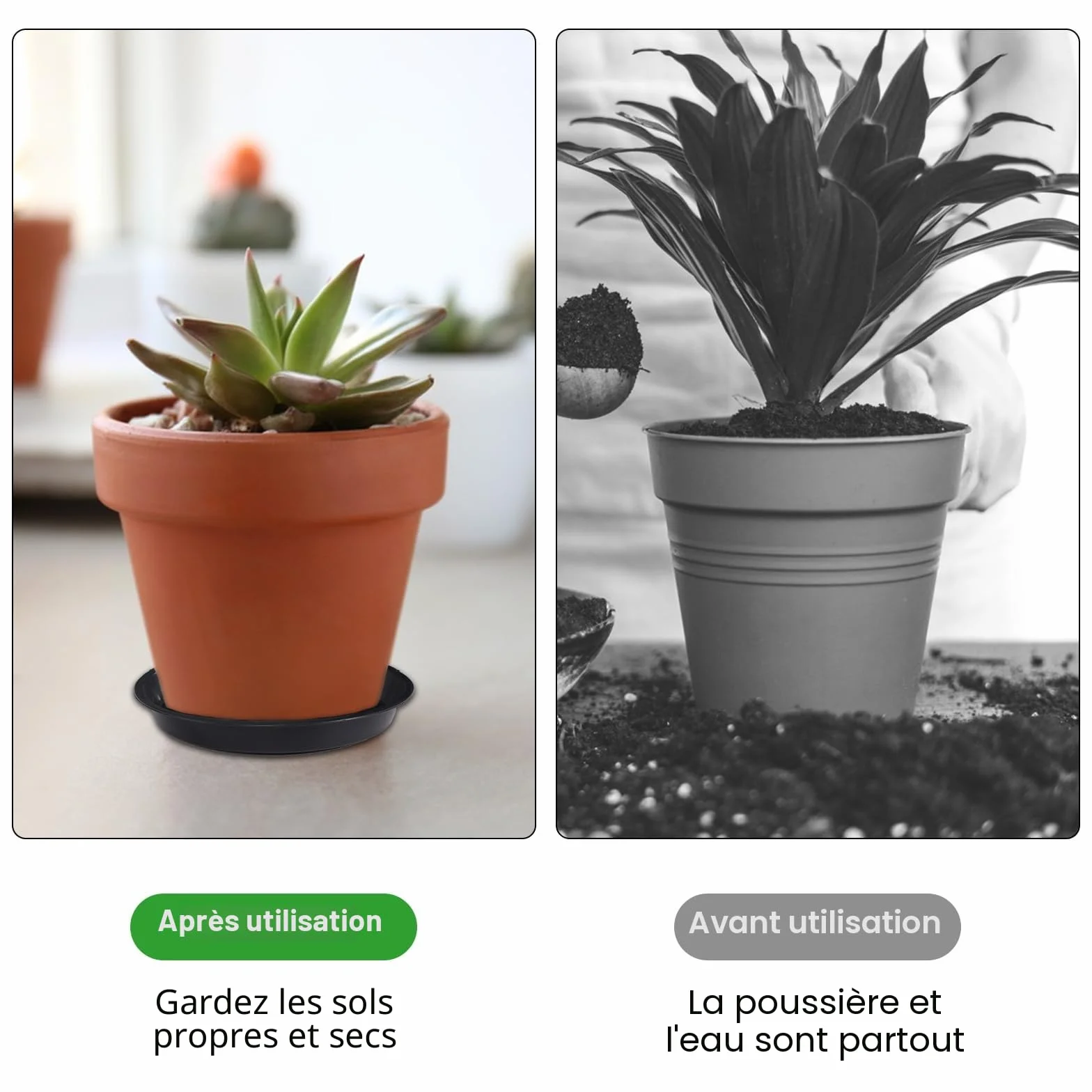 Lot de 16 Soucoupes Pot de Fleur Plastique Rond avec 18 Étiquettes pour Plantes Intérieur Extérieur