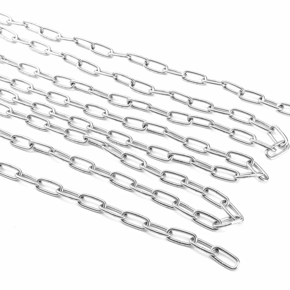 2 Pièces M4 Chaîne en Acier Inoxydable 2M Chaîne en Acier 4mm Maillons Soudés en Acier Inoxydable 304 pour Connecter et Suspendre