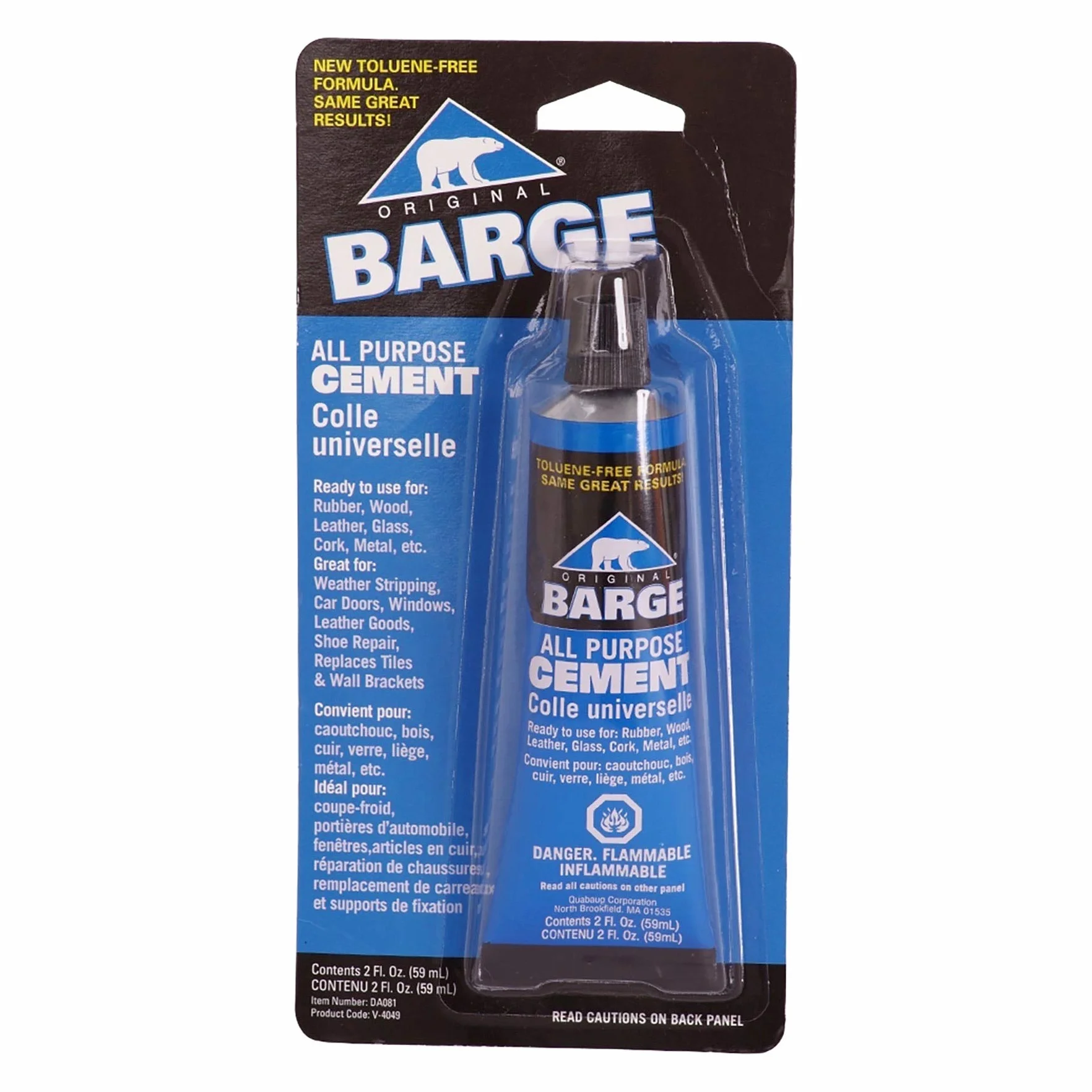 Barge Tout Usage TF Ciment Caoutchouc, Cuir, Bois, Verre, métal Colle 2 oz