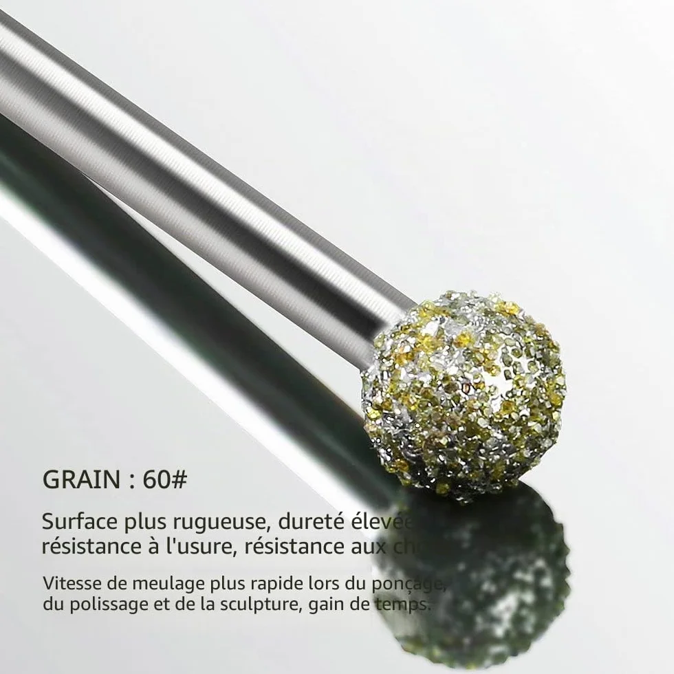 Fraise Diamant, Lot de 20 Fraises Diamantées Tige 1/8" Compatible avec Dremel pour Sculpture Gravure Meulage Polissage de Pierre, Roche, Verre, Céramique