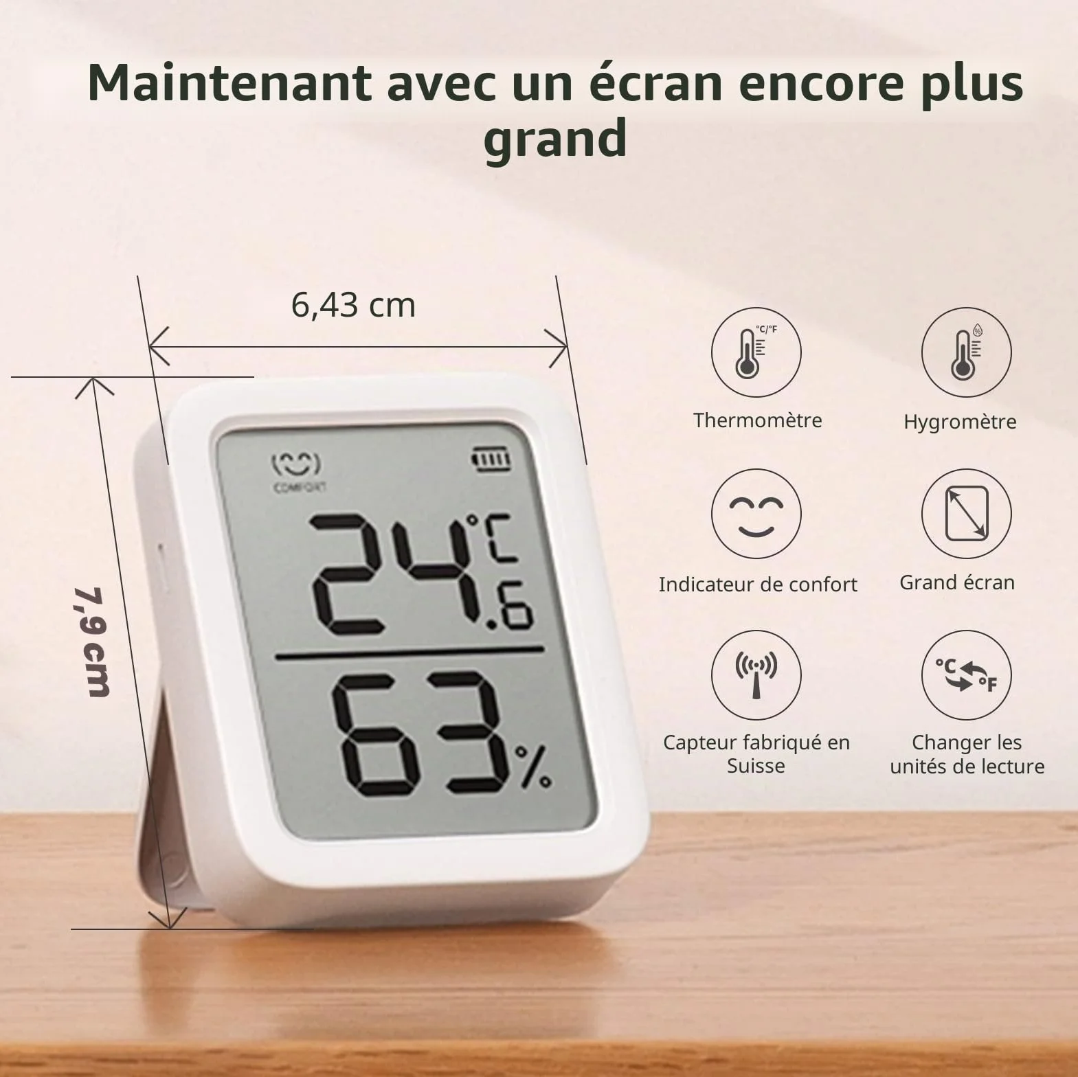 SwitchBot Thermomètre Connecté Intérieur Bluetooth Capteur Température App