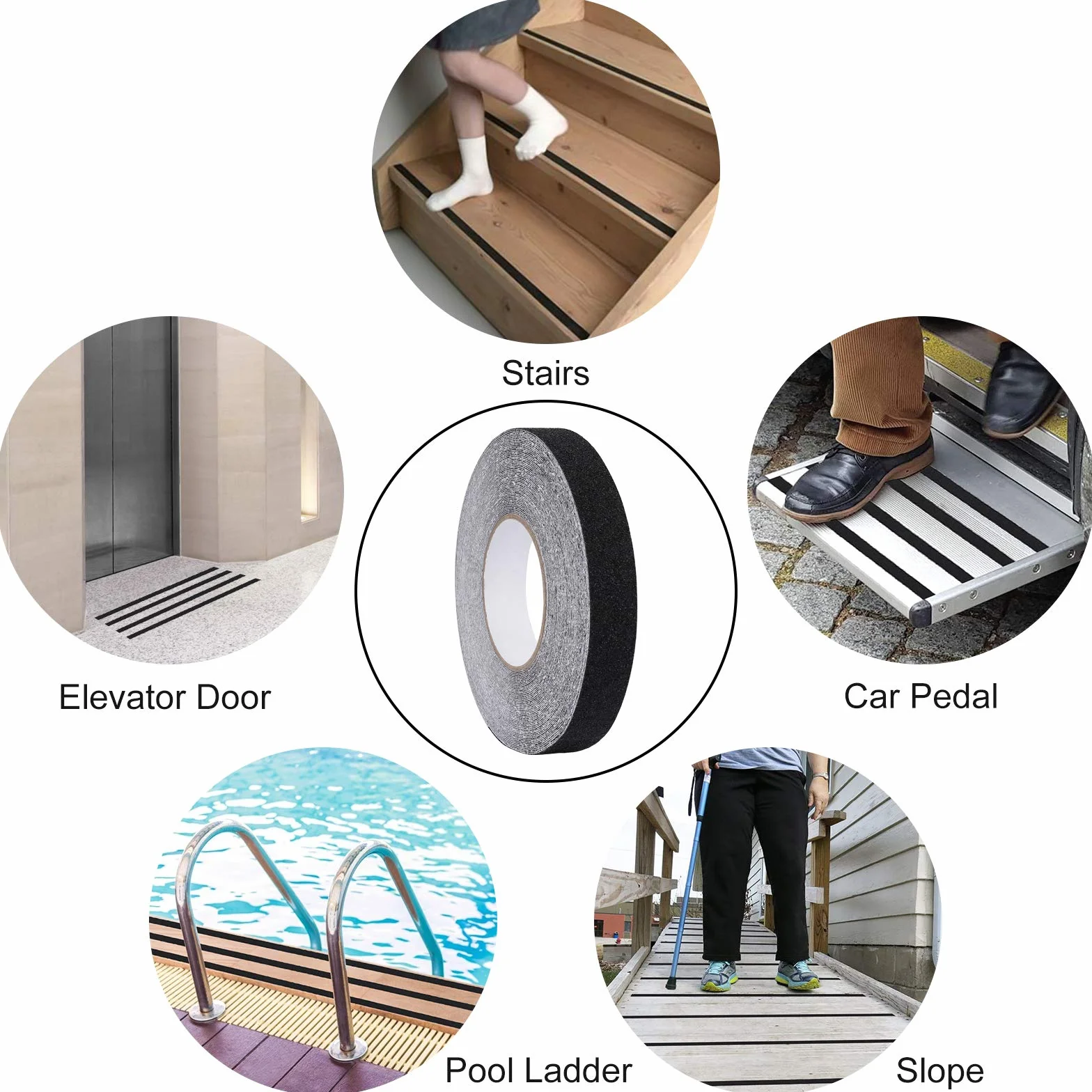 MaoXinTek Bande Antidérapante Adhésive pour Escaliers, Friction, Abrasif pour les Sécurité, Escabeau, Intérieur, Extérieur, Haute Traction, 2.5cm x 20m Noir