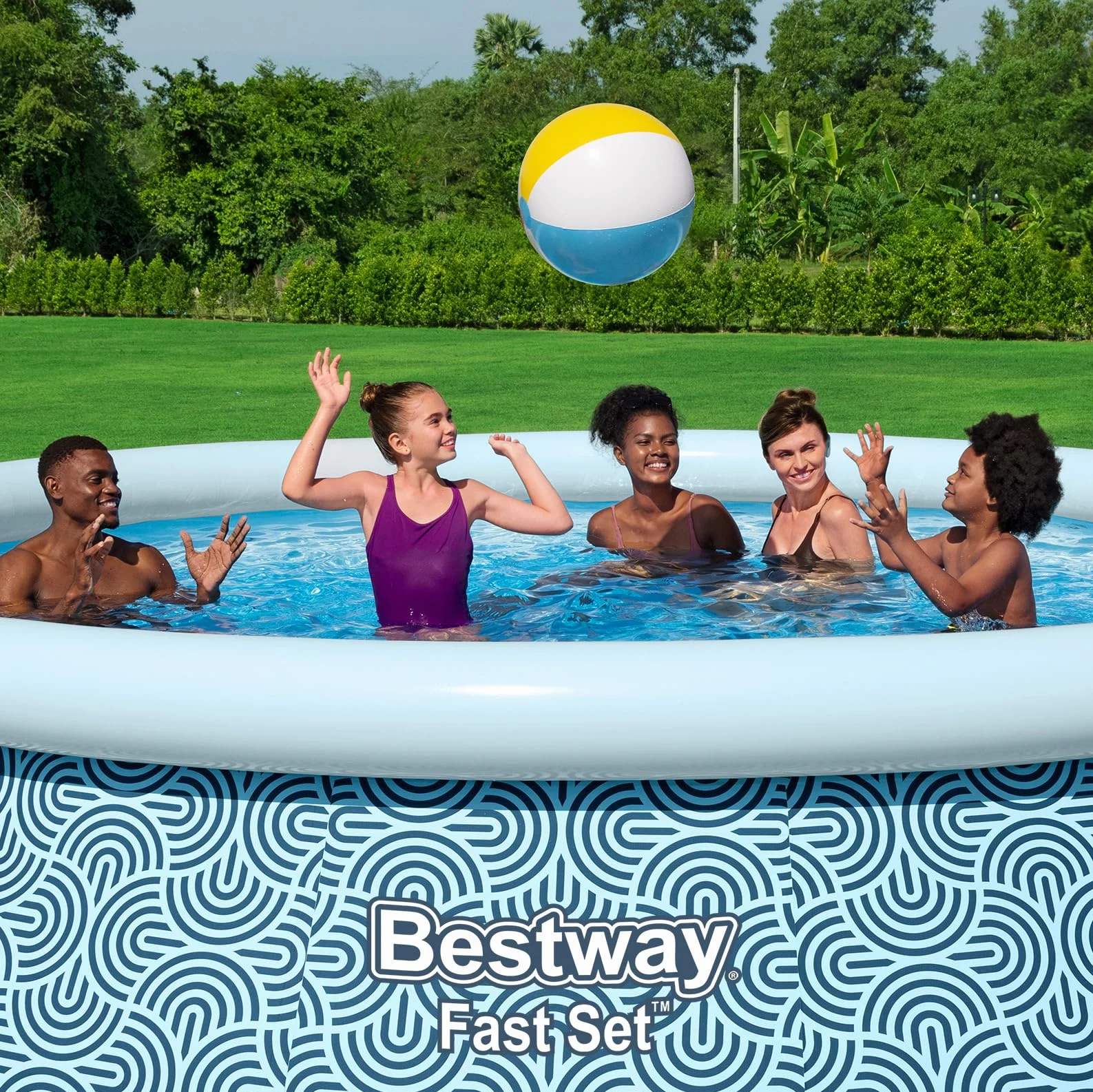 Bestway Kit Piscine Gonflable Ronde Fast Set 396 cm x 396 cm x 84 cm Gris