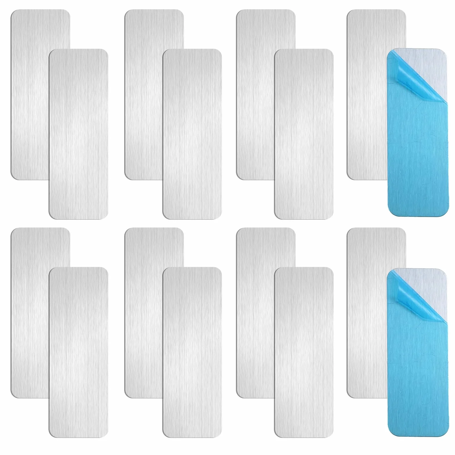 Lot de 16 plaques métalliques autocollantes pour aimants, support magnétique, bandes métalliques autocollantes, plaques d'acier rectangulaires de 1" x 2,75" pour aimants sur les fentes d'aération non