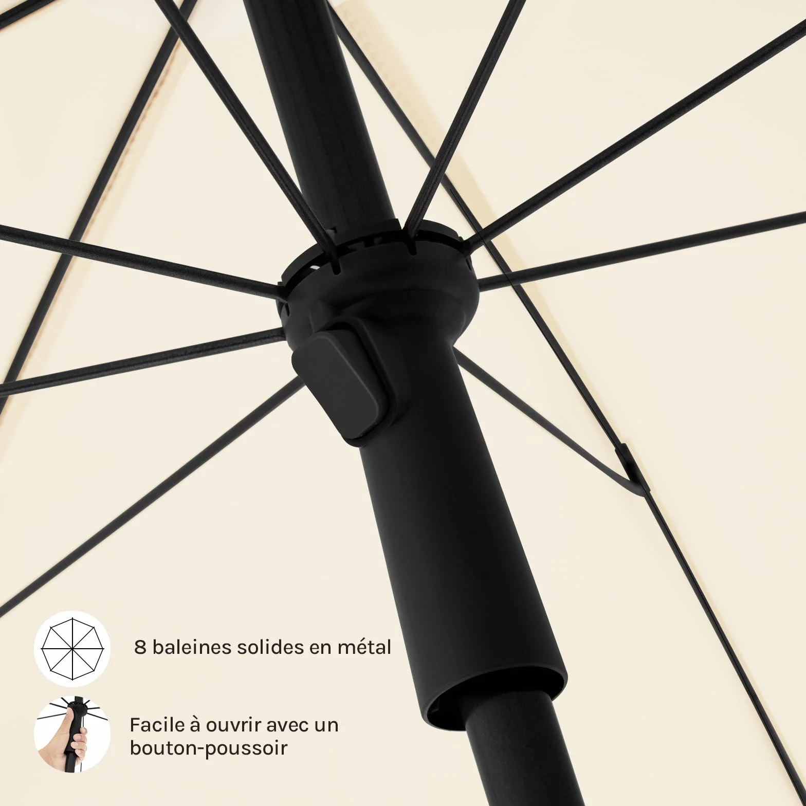WOLTU Parasol de Jardin Extérieur Anti-UV φ 135 cm Beige, Inclinable et Hauteur Réglable